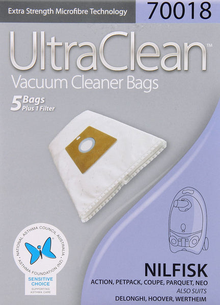 Ultraclean 70018 Vacuum Cleaner Bags for Nilfisk,Hoover,Wertheim